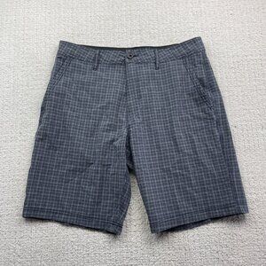 Buffalo David Bitton Grey / Blue Plaid Board Shorts Men Sz 34 Summer Surf Beach